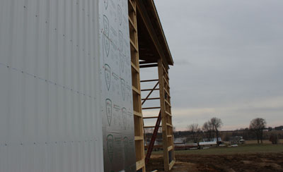 Insulation on walls during construction