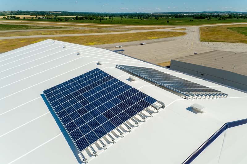This tension fabric aircraft hangar was built for Solar Ship, Inc.
Photo Courtesy of Legacy Building Solutions.