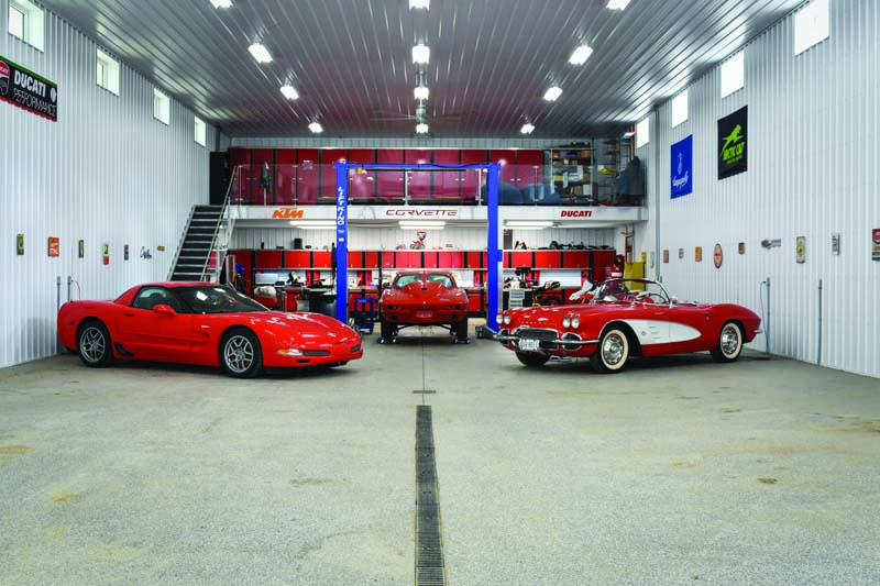 Custom Post-Frame Hobby Shop Showcases Corvette and Motorcycle Collection